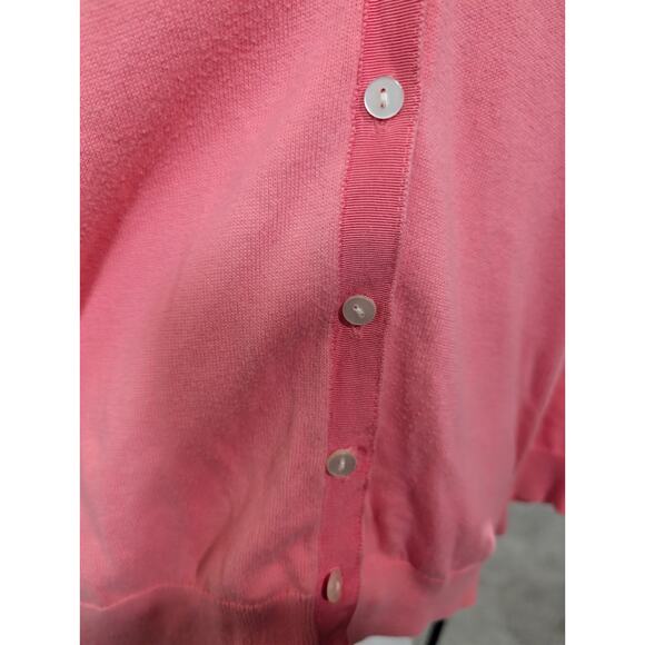 Lands' End Cardigan Sweater Pink Women's Knit 100% Supima Cotton Women's Size 1X - Picture 3 of 12